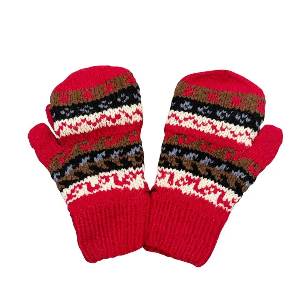 Vintage Women's Snowcap Hooded Mitten Glove Red/White One Size NWT